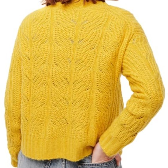 NWT J. Crew Pointelle Cable Knit Sweater, sz L - Picture 3 of 6